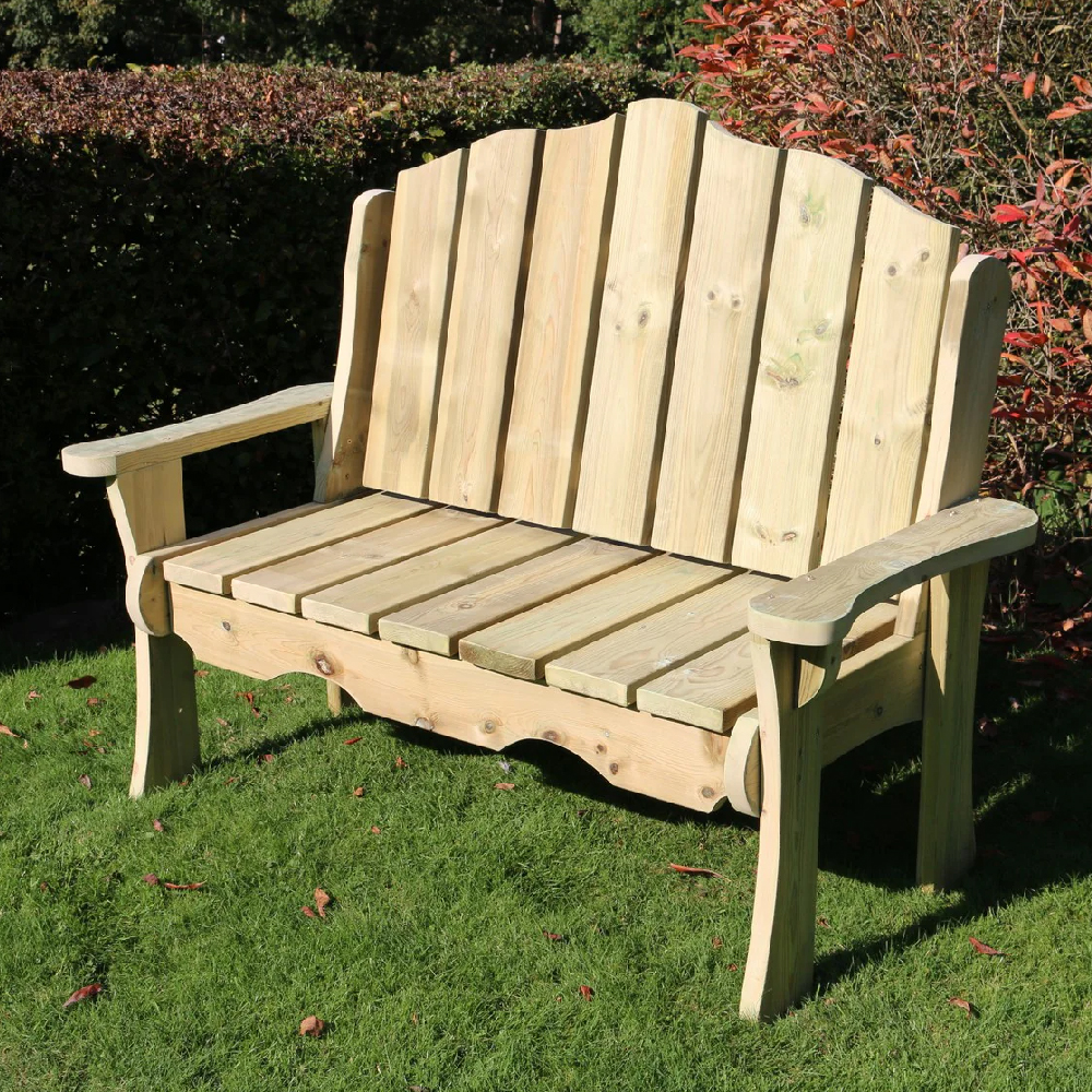 Altos Wooden Garden 2 Seater Bench In Natural