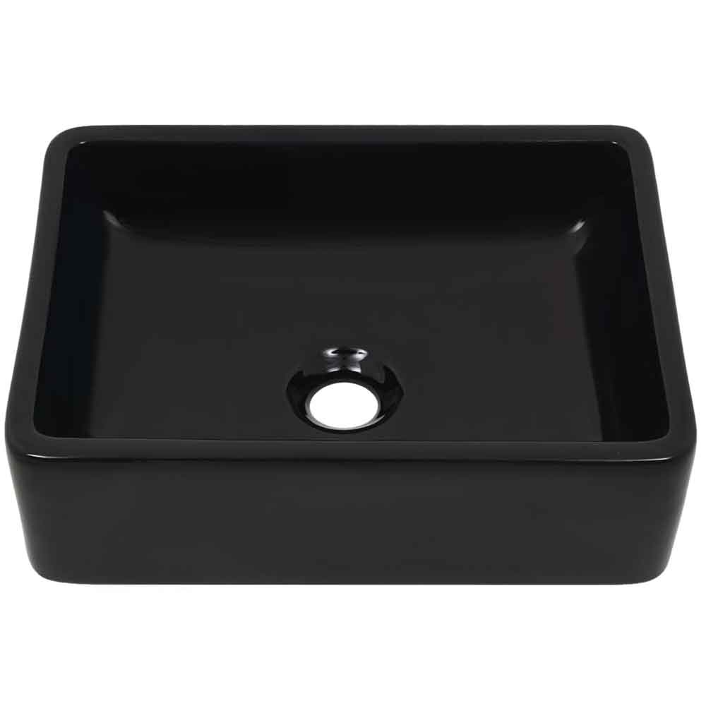 Alva Rectangular Countertop Basin 410mm Wide Without Waste 0TH - Black