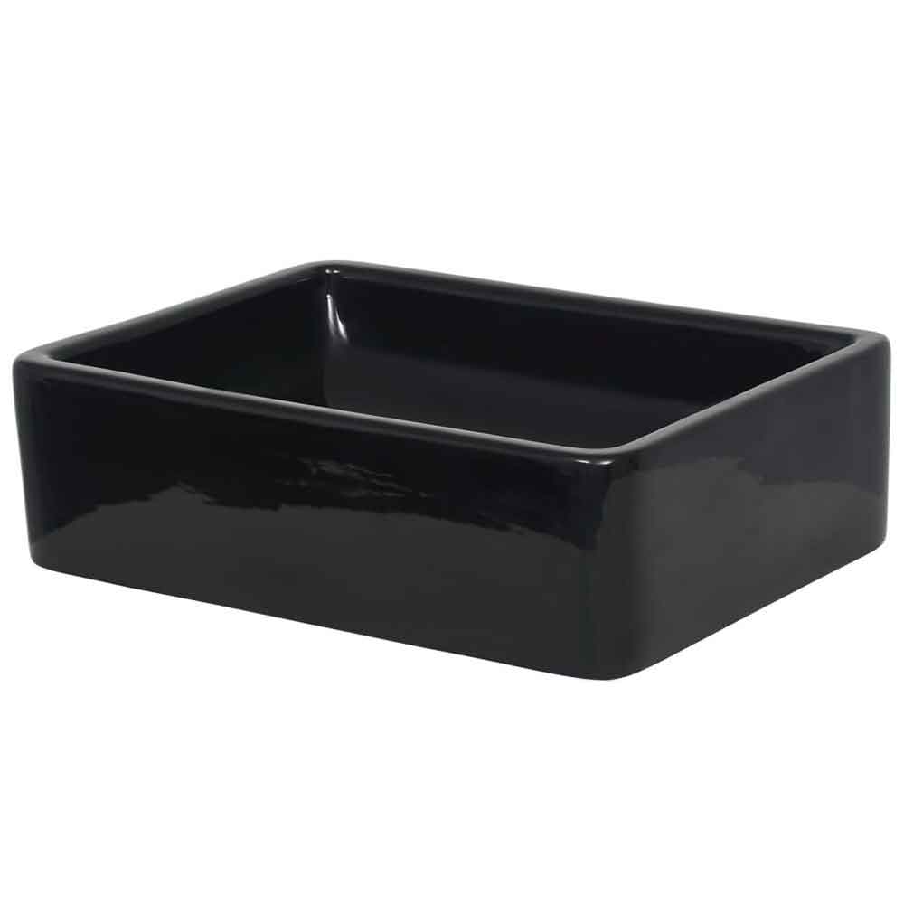 Alva Rectangular Countertop Basin 410mm Wide Without Waste 0TH - Black