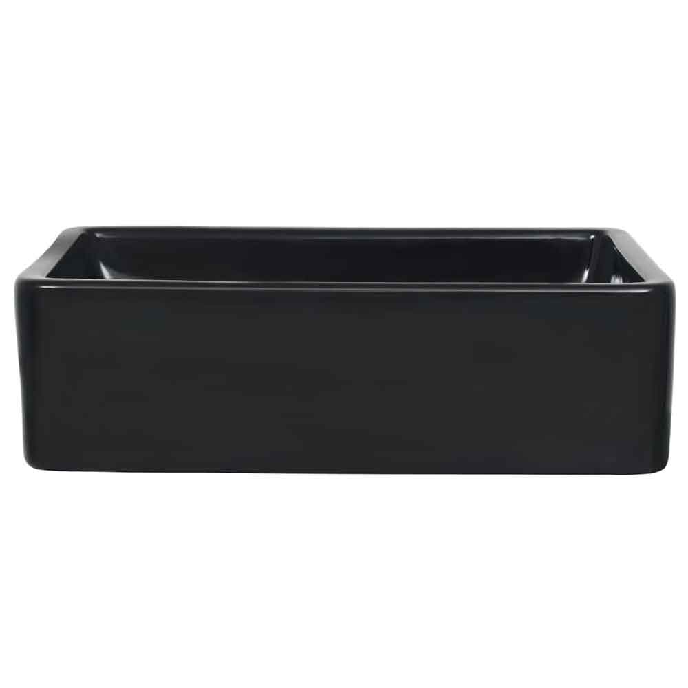 Alva Rectangular Countertop Basin 410mm Wide Without Waste 0TH - Black