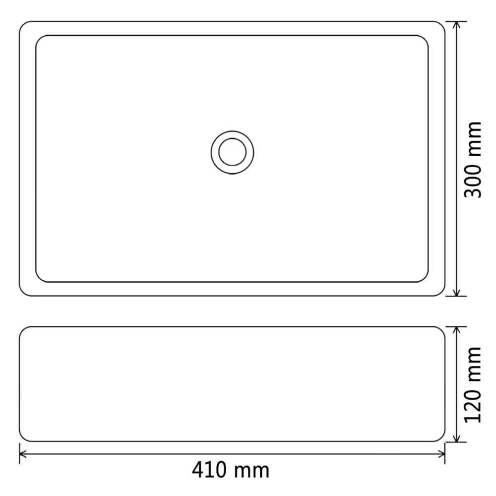 Alva Rectangular Countertop Basin 410mm Wide Without Waste 0TH - Black