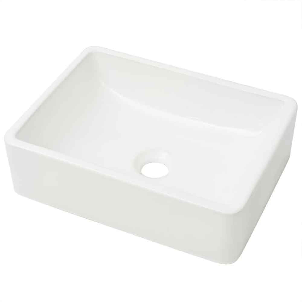 Alva Rectangular Countertop Basin 410mm Wide Without Waste 0TH - White