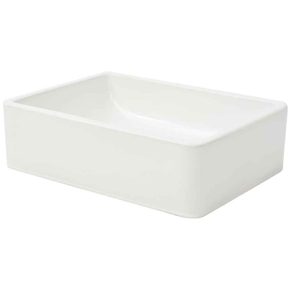 Alva Rectangular Countertop Basin 410mm Wide Without Waste 0TH - White