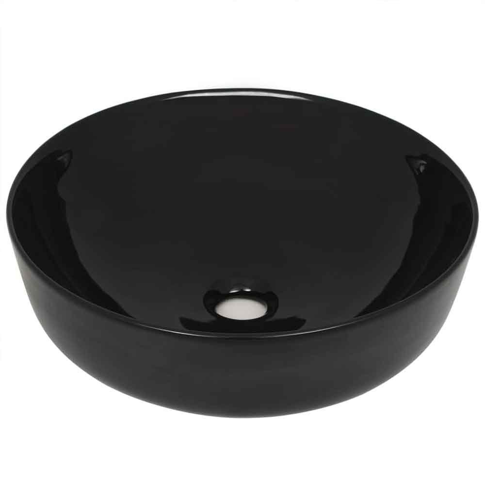 Alva Round Countertop Basin Without Waste 415mm Wide 0TH - Black