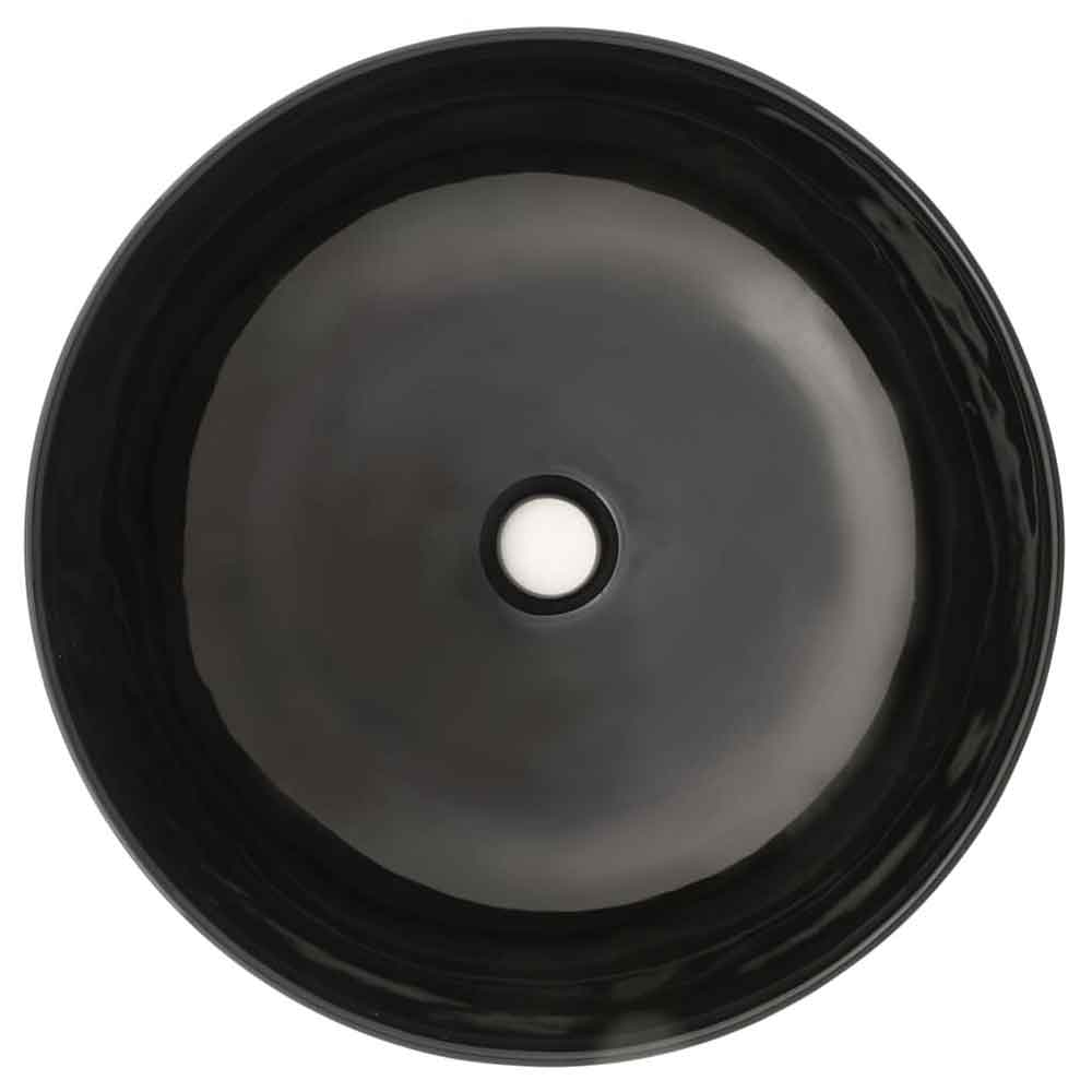 Alva Round Countertop Basin Without Waste 415mm Wide 0TH - Black