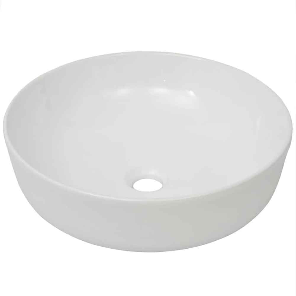 Alva Round Countertop Basin Without Waste 415mm Wide 0TH - White