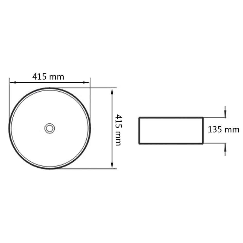 Alva Round Countertop Basin Without Waste 415mm Wide 0TH - White