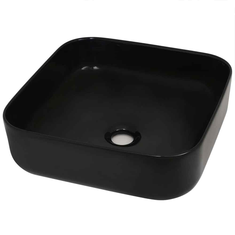 Alva Square Countertop Basin Without Waste 390mm Wide 0TH - Black