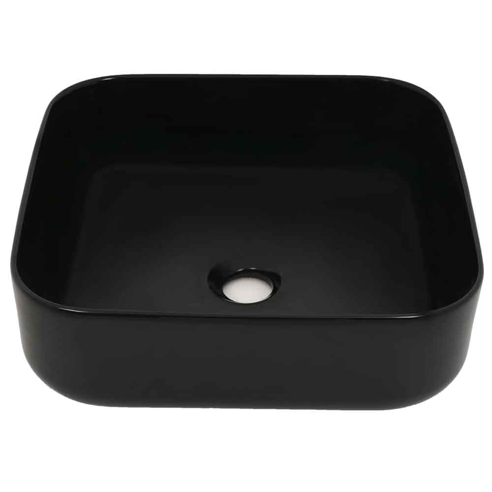 Alva Square Countertop Basin Without Waste 390mm Wide 0TH - Black