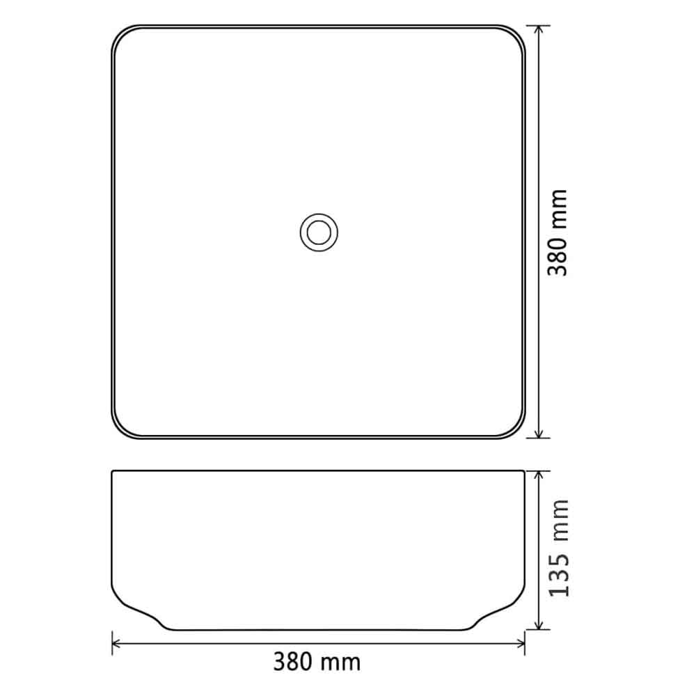 Alva Square Countertop Basin Without Waste 390mm Wide 0TH - Black