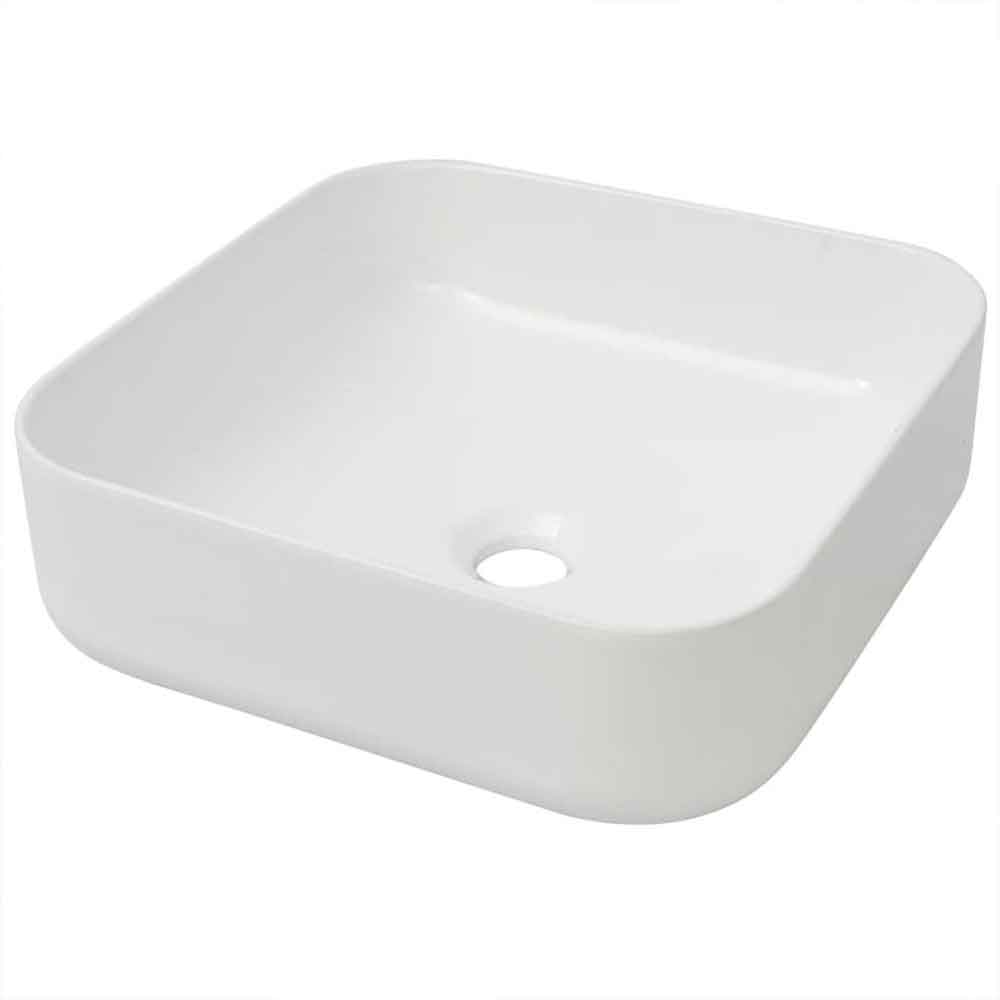 Alva Square Countertop Basin Without Waste 390mm Wide 0TH - White