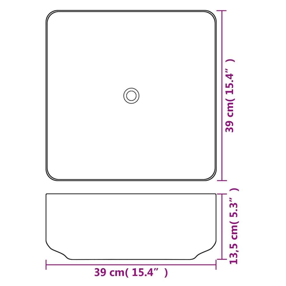 Alva Square Countertop Basin Without Waste 390mm Wide 0TH - White
