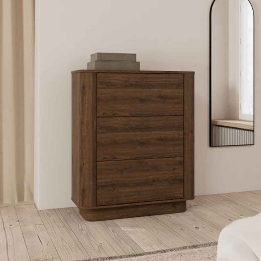 Alvane Wooden Chest Of 3 Drawers in Smoked Oak