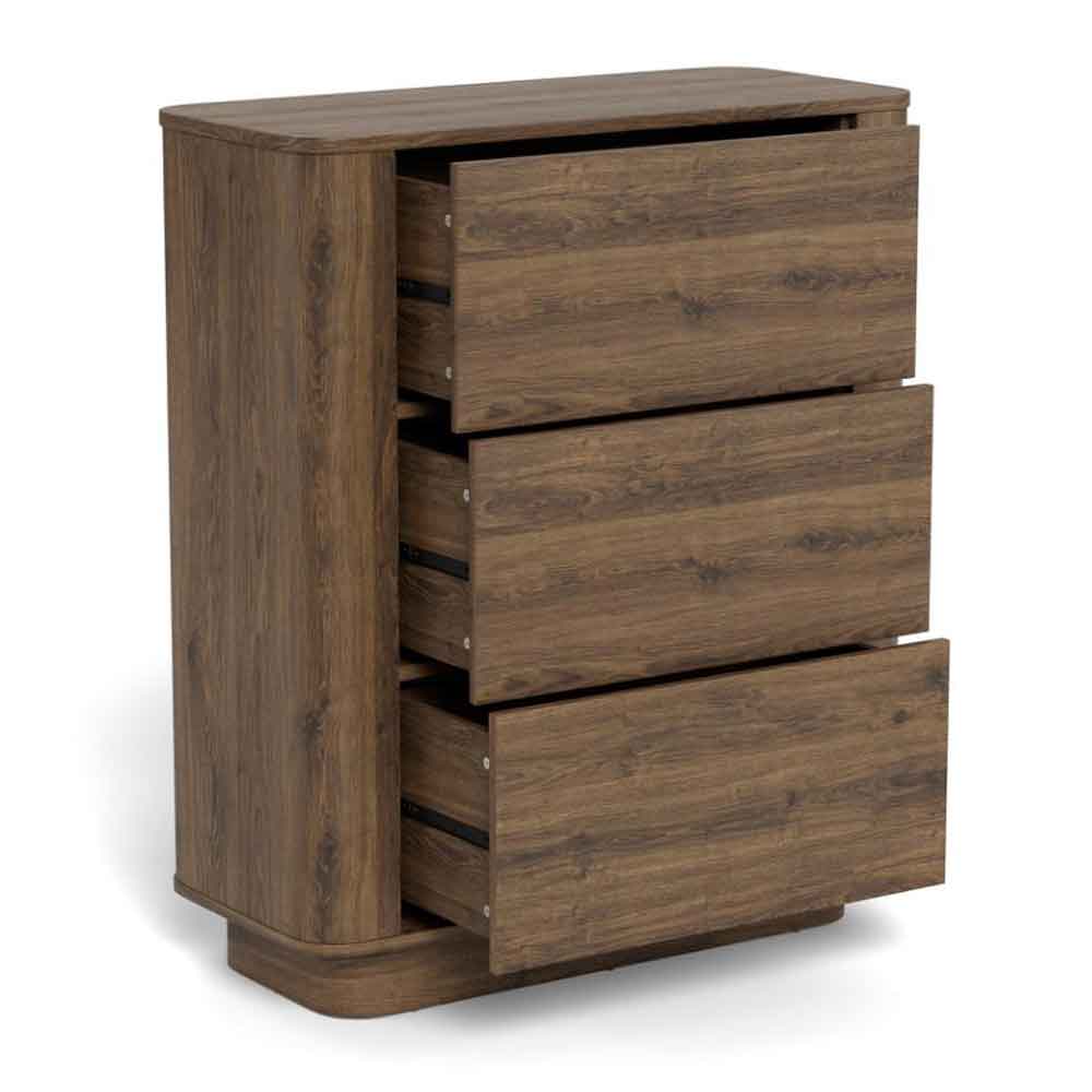 Alvane Wooden Chest Of 3 Drawers in Smoked Oak