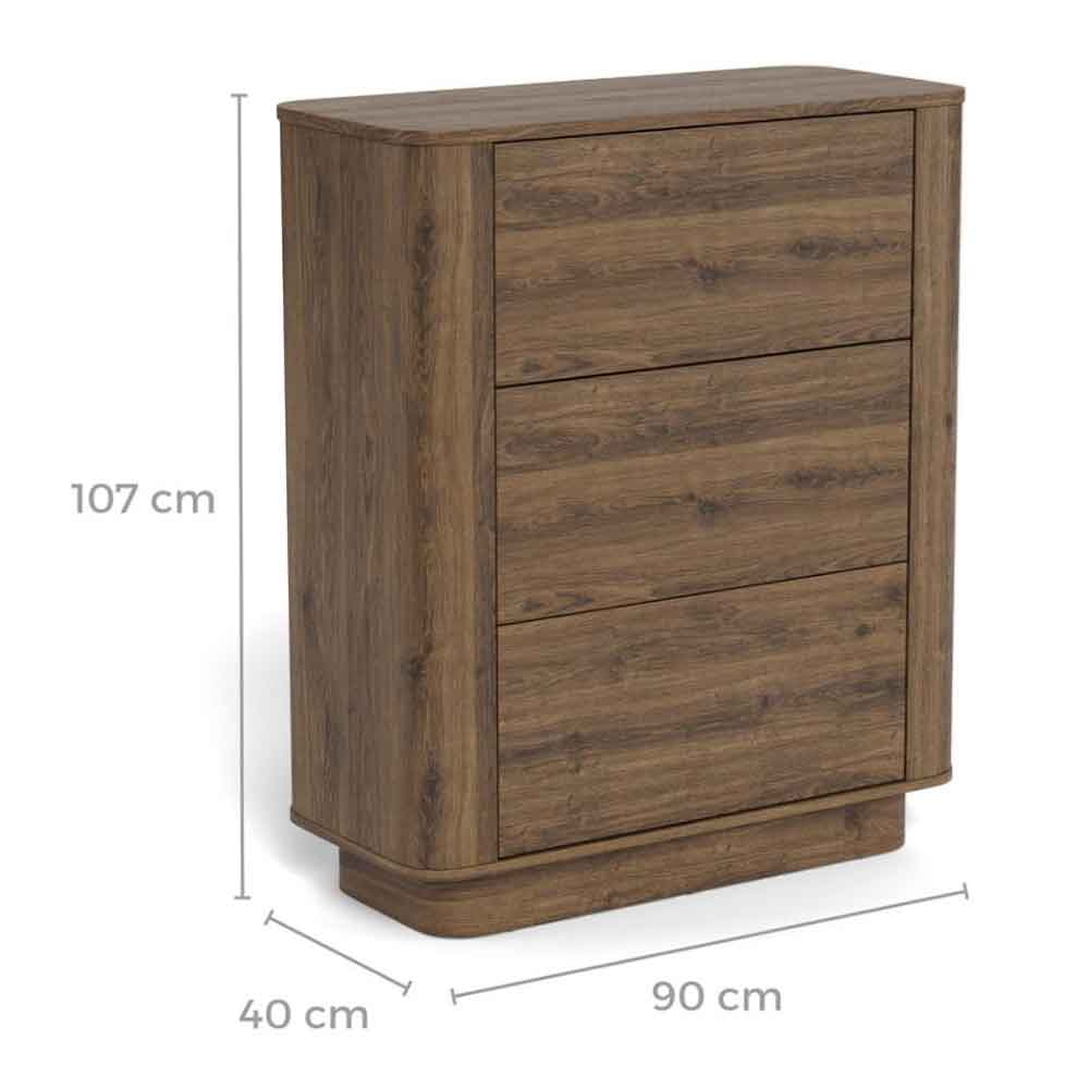 Alvane Wooden Chest Of 3 Drawers in Smoked Oak