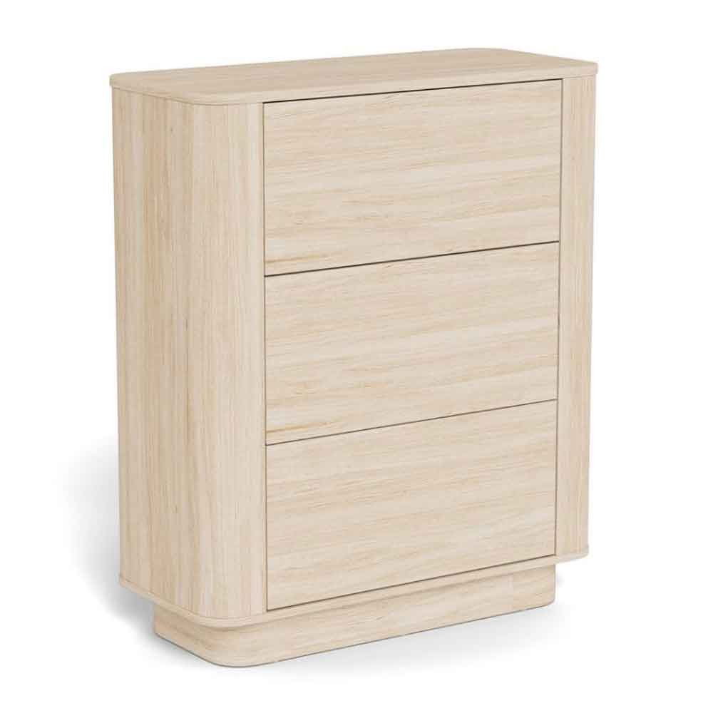 Alvane Wooden Chest Of 3 Drawers in White Oak