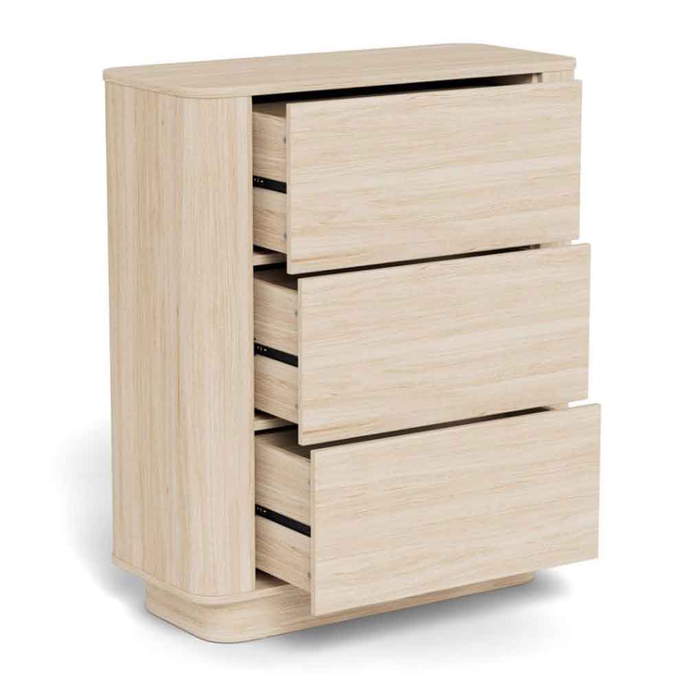 Alvane Wooden Chest Of 3 Drawers in White Oak