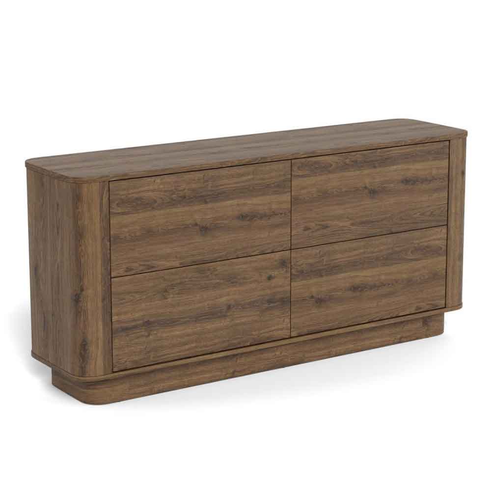 Alvane Wooden Chest Of 4 Drawers in Smoked Oak