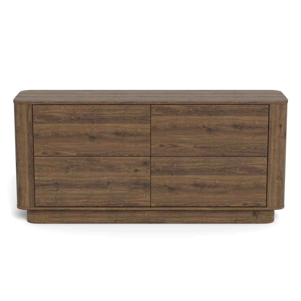 Alvane Wooden Chest Of 4 Drawers in Smoked Oak