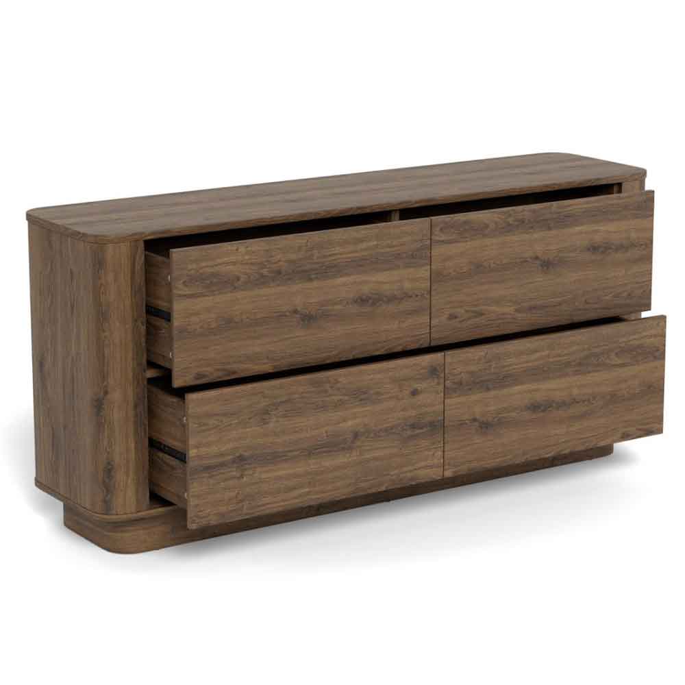 Alvane Wooden Chest Of 4 Drawers in Smoked Oak