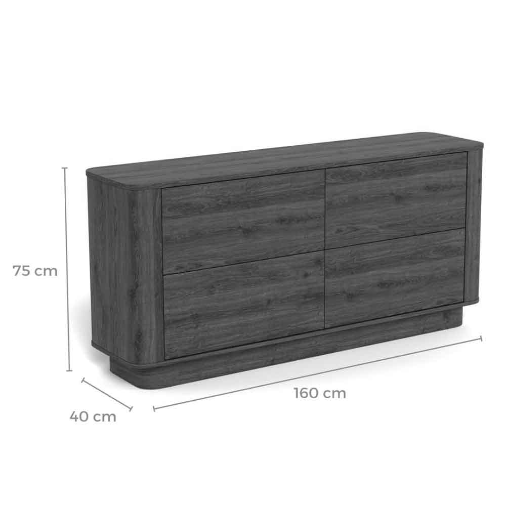 Alvane Wooden Chest Of 4 Drawers in White Oak