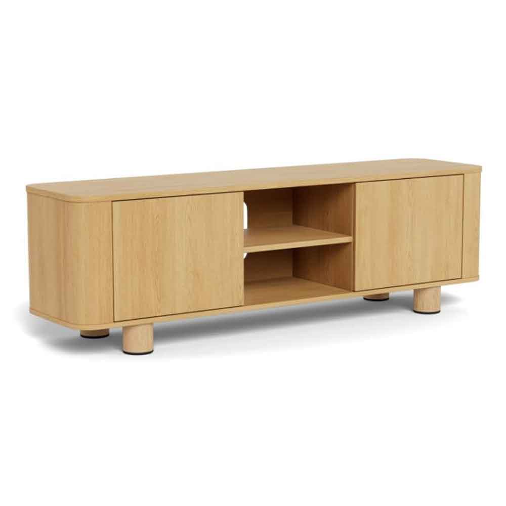 Alvane Wooden TV Stand with 2 Doors in Melamine Oak