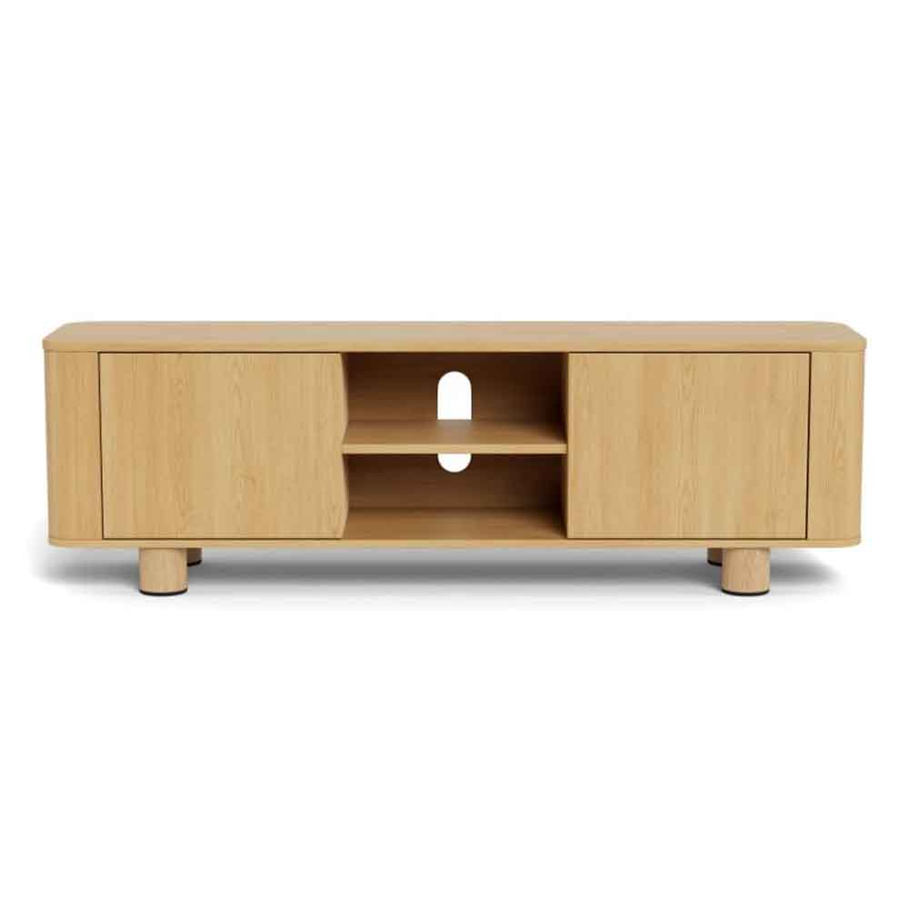 Alvane Wooden TV Stand with 2 Doors in Melamine Oak