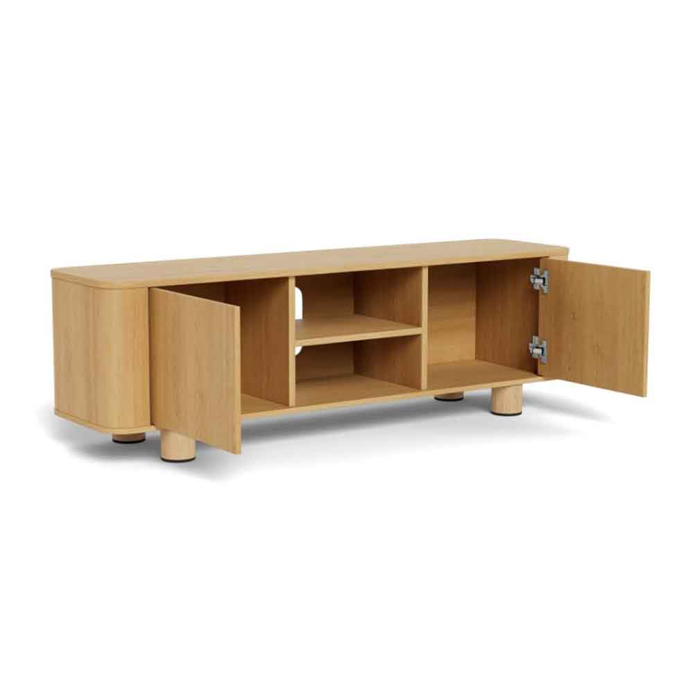 Alvane Wooden TV Stand with 2 Doors in Melamine Oak
