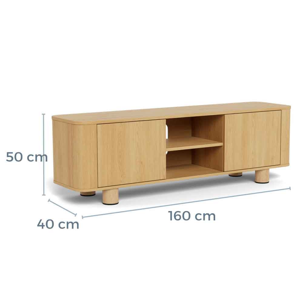 Alvane Wooden TV Stand with 2 Doors in Melamine Oak