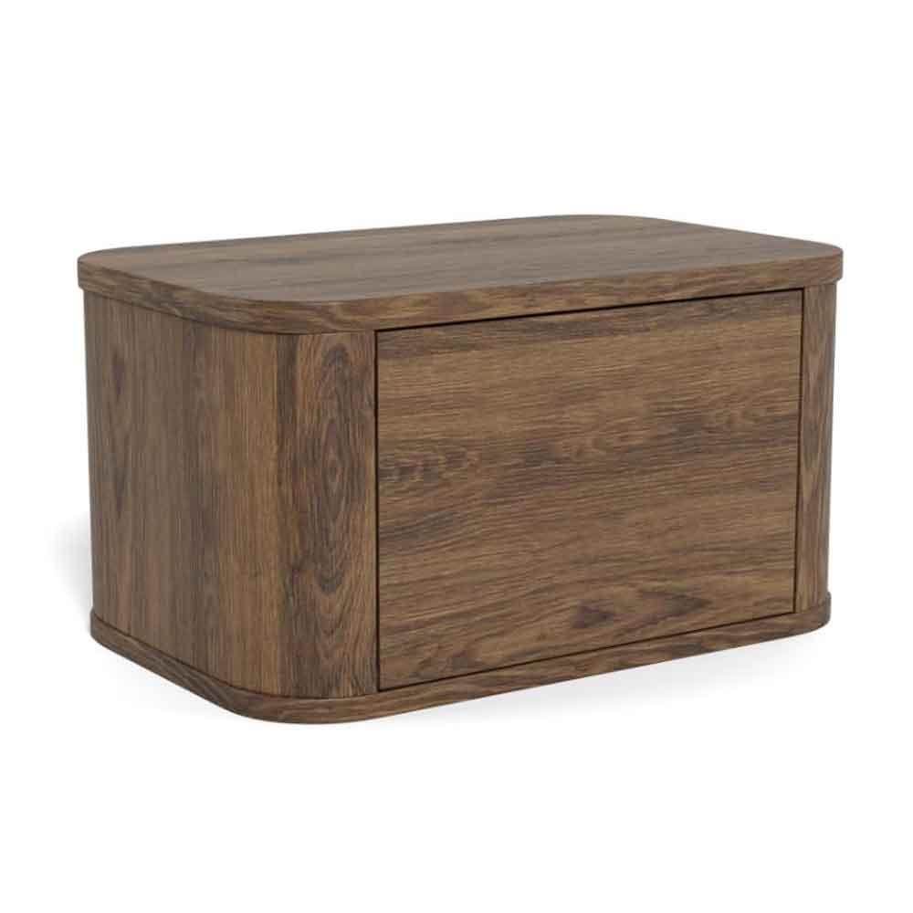 Alvane Wooden Wall Mounted Bedside Cabinet with 1 Drawer in Smoked Oak