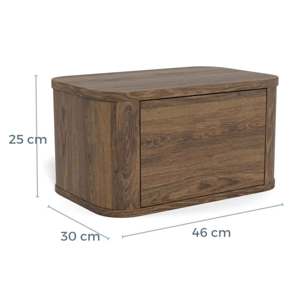 Alvane Wooden Wall Mounted Bedside Cabinet with 1 Drawer in Smoked Oak