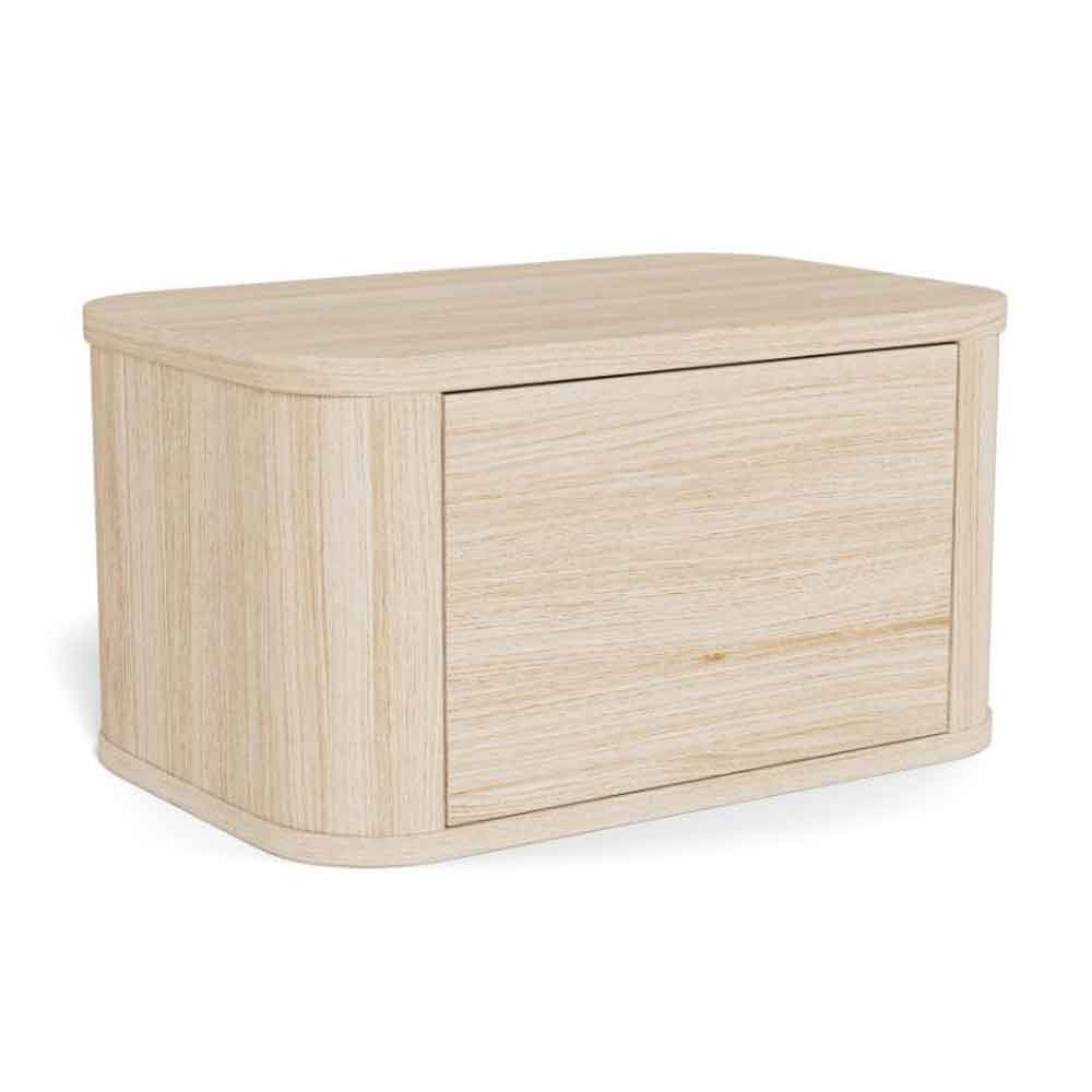 Alvane Wooden Wall Mounted Bedside Cabinet with 1 Drawer in White Oak