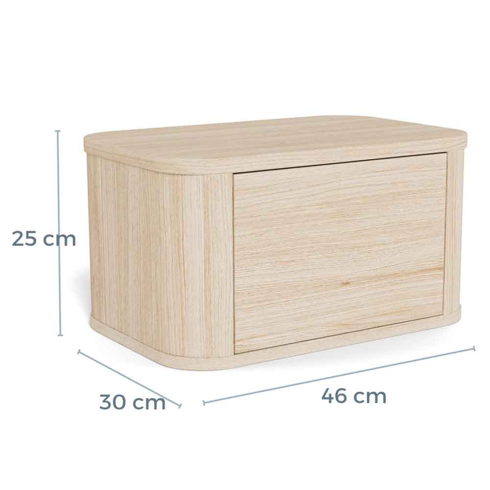 Alvane Wooden Wall Mounted Bedside Cabinet with 1 Drawer in White Oak