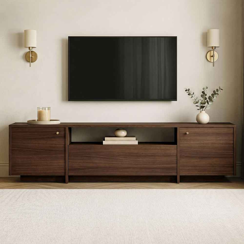 Alvar Wooden TV Stand with 3 Doors in Milano Walnut