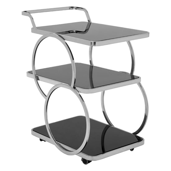 Read more about Alvara black glass drinks trolley with chrome frame