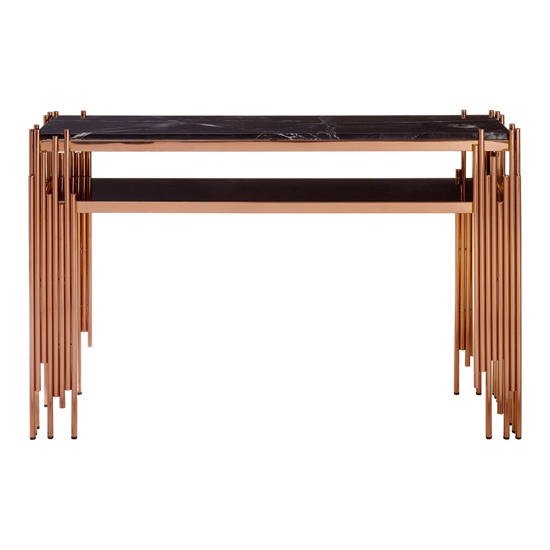 Alvara Black Marble Top Console Table With Rose Gold Frame_2
