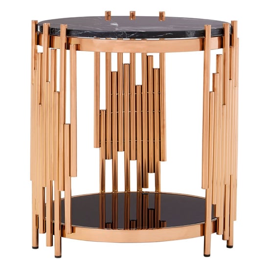 Read more about Alvara black marble top side table with rose gold frame