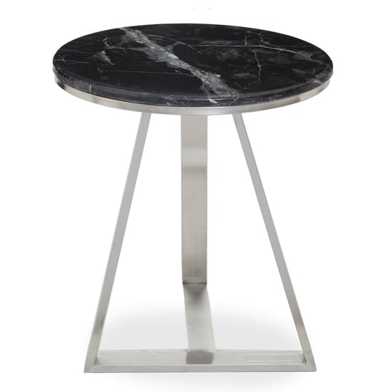 Alvara Black Marble Top Side Table With Silver Metal Base FiF
