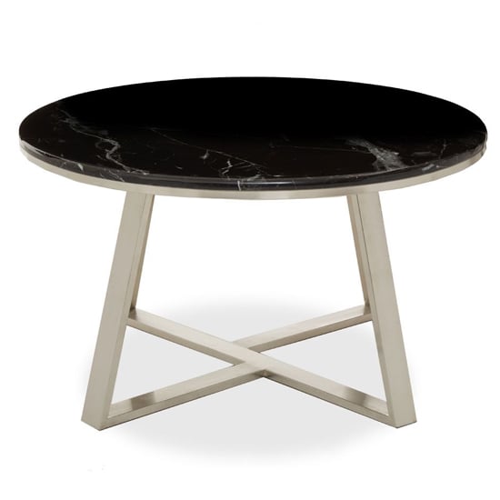 Alvara Round Black Marble Top Coffee Table With Silver Base_2