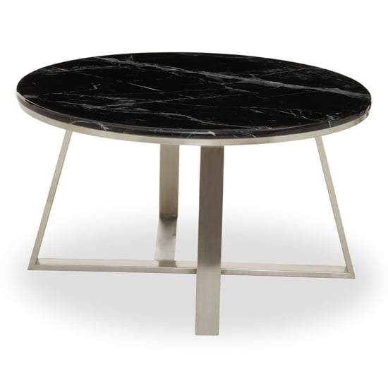 Read more about Alvara round black marble top coffee table with silver base