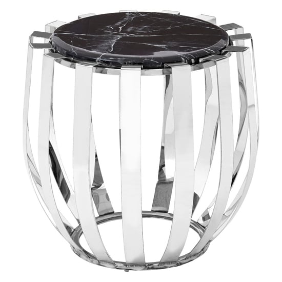 Alvara Round Black Marble Top Side Table With Chrome Frame_2