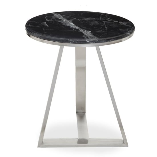 Alvara Round Black Marble Top Side Table With Silver Base_2
