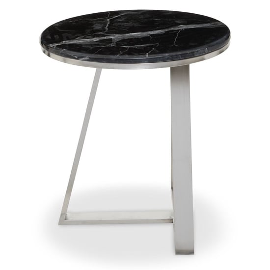 Alvara Round Black Marble Top Side Table With Silver Base_4