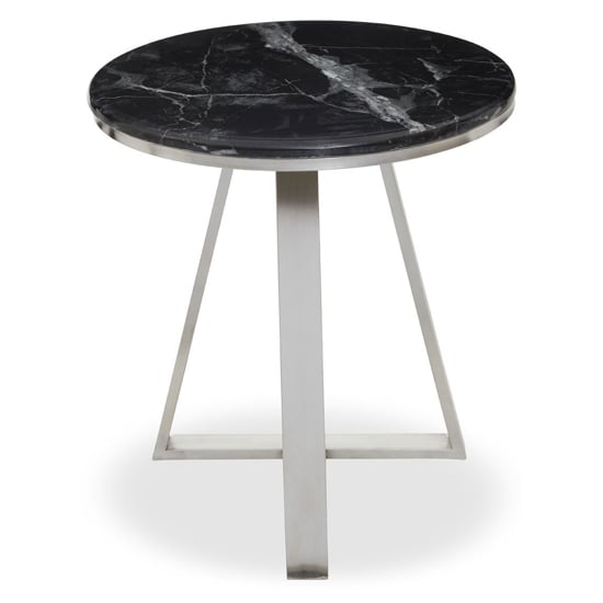 Alvara Round Black Marble Top Side Table With Silver Base_5