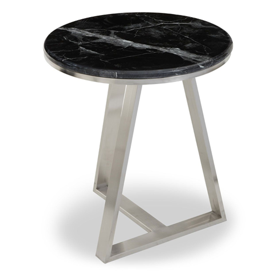 Read more about Alvara round black marble top side table with silver base