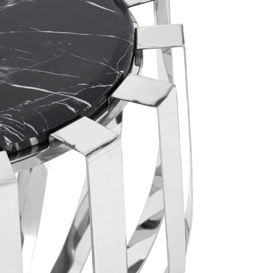 Alvara Round Black Marble Top Side Table With Chrome Frame_3