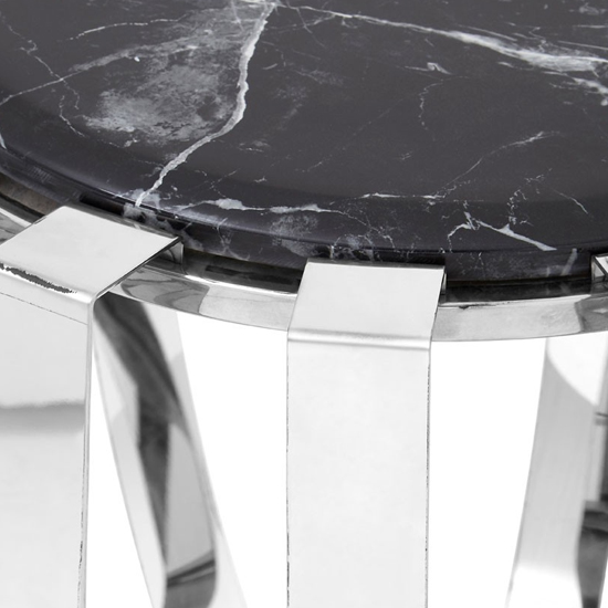 Alvara Round Black Marble Top Side Table With Chrome Frame_4