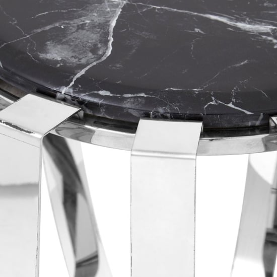 Alvara Round Black Marble Top Side Table With Chrome Frame