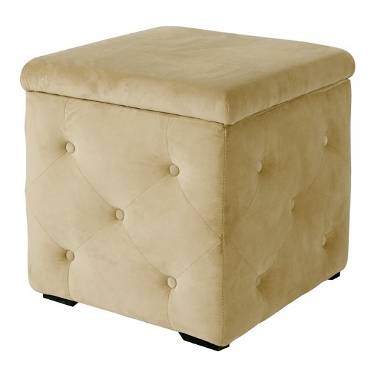 Alvaro Storage Box In Beige Velvet Style Fabric Sale