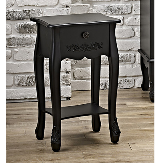 Alveley Wooden Bedside Table With 1 Drawer In Black Furniture in Fashion